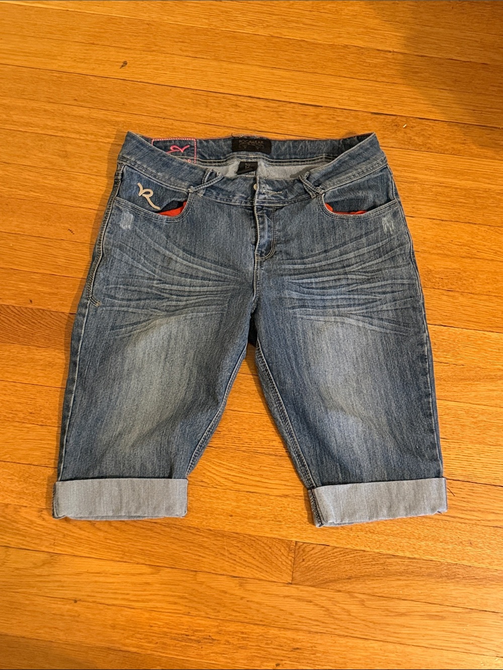 Rock & Republic Dark Blue Jeans with Pink Embellished R Pocket